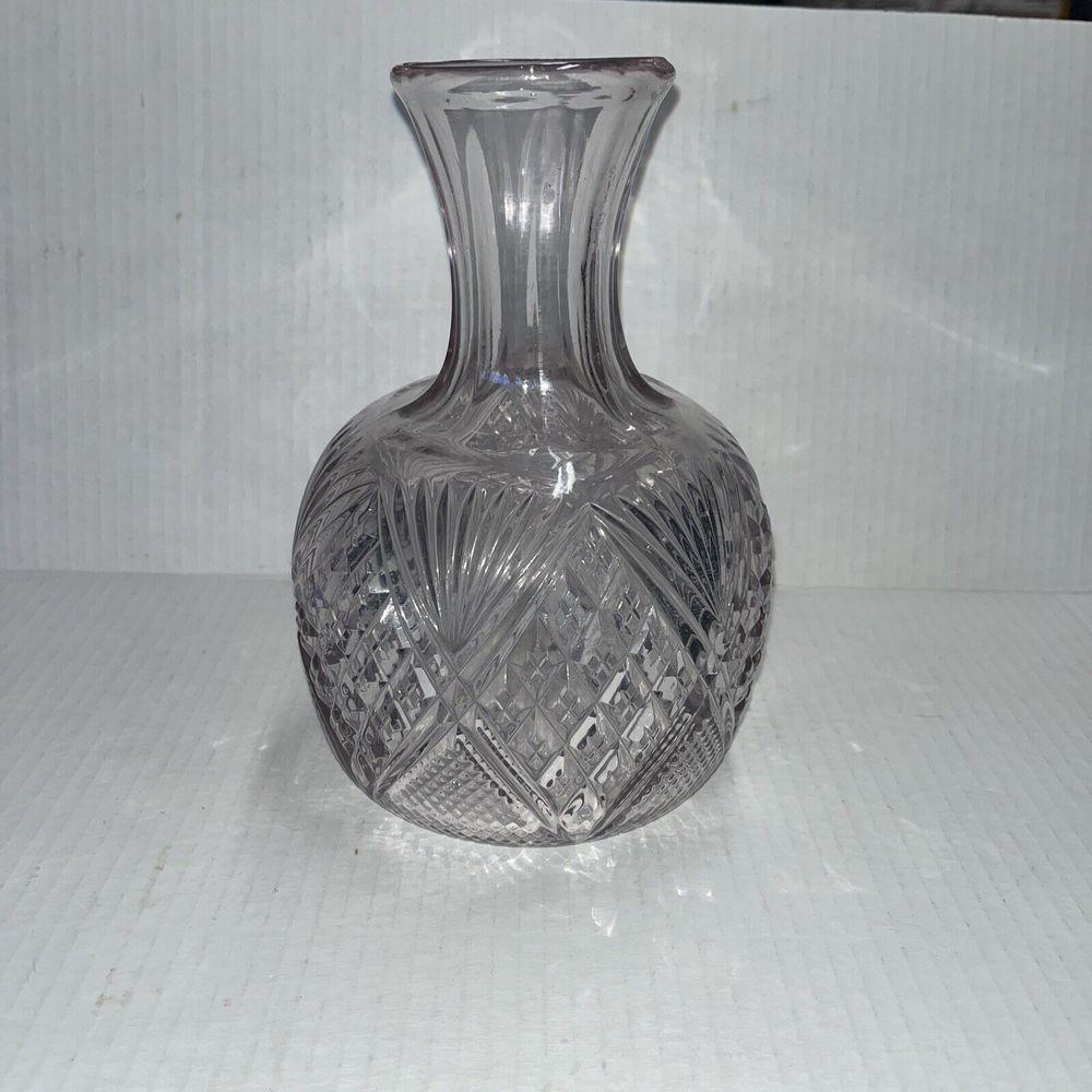 Antique Lavender Cut Glass Water Carafe Blown Glass
